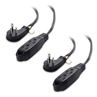 Cable Matters 2-Pack Flat 3 Outlet Extension Cord with Space Saver Outlet Plug and Hanging Loop (Grounded 3 Outlet Cord, 3 Prong Cord) - 10 Feet