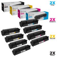 LD Compatible Toner Cartridge Replacements for HP 305A (2 Black, 2 Cyan, 2 Magenta, 2 Yellow, 8-Pack)