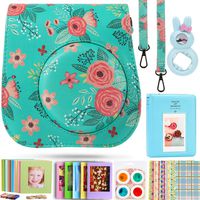 Case & Accessories Compatible with Fujifilm Instax Mini 9 8 8+ Instant Polaroid Film Camera, Bundle Pack Include Album, Filters & Other Accessories [Flowers,7 Items Kit] by SAIKA