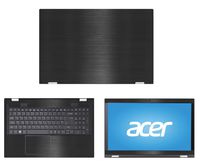 Decalrus - Protective Decal for Acer Spin 3 SP315-51 (15.6" Screen) Laptop Black Texture Brushed Aluminum Skin case Cover wrap BAacerSpin3_sp315Back