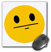 Poker face smiley Funny straight faced cartoon - Yellow emoticon - Mouse Pad, 8 by 8 inches (mp_113109_1)