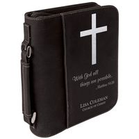 with God All Things are Possible | Holy Bible Cover with Cross | Personalized (Black Silver)