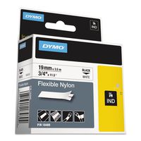 DYMO 18489 Rhino Flexible Nylon Label Tape, 3/4-Inch x 11-1/2 ft, White Label/Black Print
