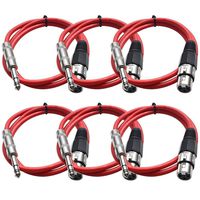 Seismic Audio SATRXL-F3Red6 3-Feet XLR Female to 1/4-Inch TRS Patch Cables - Red