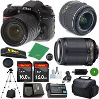 ZeeTech Ultimate Bundle for D7200 DSLR Body, 18-55mm VR Lens, 55-200mm f4-5.6G VR Nikkor, 2pcs 16GB ZeeTech Memory, Camera Case