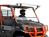 SuperATV Heavy Duty Scratch Resistant 3-in-1 Flip Windshield for Kawasaki Mule Pro FXT / FX / DXT / DX (2015+) - Set to Vented, Closed, or Open - Easy to Install - 250 Times Stronger Than Glass