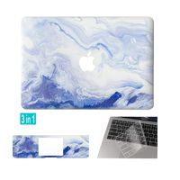 DowBier Hard Shell Case & Keyboard Cover & Sticker Bundle Compatible with Apple MacBook ( Pro 13 Inch A1989 A1706 A1708, Flow Blue)