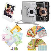 Hurricanes 5 in 1 Accessories Bundle Kit for Fujifilm Instax Mini Liplay Camera (Transparent Camera Case,40 Photo Frame Stickers,Animal Wall Hanging Frames,Clips with String,Picture Frame Desktop)