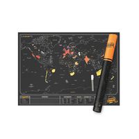 World Scratch Map With Chalk Pen - Write On Scratch Off Map - Exclusive World Scratch Poster with Counties, Cities, & Capitals - Fun & Vibrant Colors - Unique Gift For Travelers - Black