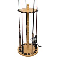 Rush Creek Creations Round 16 Fishing Rod Storage Rack - Features Traditional Handcrafted Wood Post - No Tool Assembly