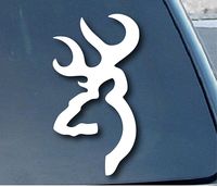 Browning Deer Logo - Vinyl - 4" tall (Color: WHITE) decal laptop tablet skateboard car windows stickers