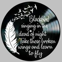 Blackbird Song Lyric Art Inspired by Beatles Vinyl Record Album Wall Art