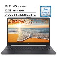 HP Notebook 15.6" HD Screen Laptop, Intel Core i5-8265U Up to 3.9GHz, 32GB DDR4 RAM, 512GB PCIe Solid State Drive, Wireless-AC, HDMI, USB Type-C, USB 3.0, RJ-45, Windows 10, Natural Silver
