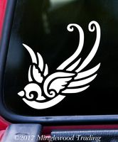 Minglewood Trading Swallow 5" x 4.75" Vinyl Decal Sticker - Bird Tattoo Art - 20 Color Options - - RED