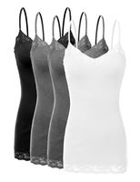 RT1004 Pack Ladies Adjustable Spaghetti Strap Lace Tunic Camisole 4Pack-BLK CHC CHC WHT L