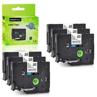 GREENCYCLE 6 PK Black on White Label Tape Compatible for Brother TZe-221 TZ 221 TZe221 TZe 221 P-Touch 9mm 8m 26.2ft PT1130 PT1160 PT1170 PT1700 PT1750 PT1760 PT530 PT550