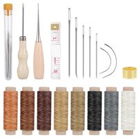 Paxcoo 31 Pcs Leather Hand Sewing Craft Tools with Sewing Needles, Waxed Thread, Drilling Awl for Leather Canvas Sewing