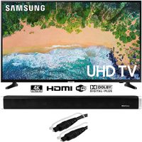 Samsung UN65NU6900 65" NU6900 Smart 4K UHD TV (2018) w/Sound Bar Bundle Includes, Vivitar 24-Inch Wall Mountable Wireless Bluetooth Soundbar and Monoprice 6ft Optical Toslink 5.0mm OD Audio Cable