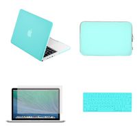 TOP CASE - 4 in 1 Essential Bundle Rubberized Hard Case + Zipper Sleeve + Keyboard Cover + Screen Protector Compatible MacBook Pro 13" with Retina A1425 / A1502 (2012-2015 Release) - Hot Blue