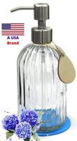 Soap Dispenser - Premium Quality - Hand & Dish Soap Dispenser - Rust Proof Stainless Steel Pump - Large 18 Oz Clear Glass - Ideal for Kitchen Dish Soap, Hand Soap, Essential Oil & Lotion - Sturdy