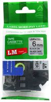 LM Tapes - Brother PT-200 Label Printer 6mm Black on Silver Compatible TZe P-touch Tape (1/4" 0.23 Laminated) for Brother Model PT200 Label Maker