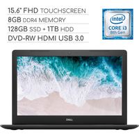 Dell Inspiron 15 5000 Laptop Computer 2019, 15.6 inch FHD Touchscreen Notebook, Intel Core i3-8130U 2.2Ghz, 8GB DDR4 RAM, 128GB SSD + 1TB HDD, DVD-RW, Backlit Keyboard, Wi-Fi, Webcam, Win 10 (Renewed)