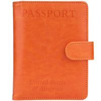 GDTK Leather Passport Holder Cover Case RFID Blocking Travel Wallet (Yellow)