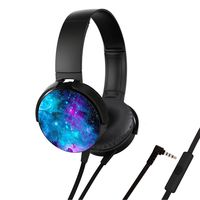 Headphone, Lightweight Over-Ear Wired HiFi Stereo Extra Bass Headset with Built-in Mic Comfortable Leather Earphones(Sky-Blue)