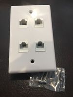 CMT: 4 Port White Wall Plate W/ CAT6 RJ45 Double Female Inline Coupler Ethernet Jack (White)