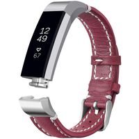 iHillon Compatible with Fitbit Alta (HR)/ Fitbit Ace Bands, Classic Soft Genuine Leather Strap Compatible with Fitbit Alta/Alta Hr/Fitbit Ace Women Men Wristband, Red