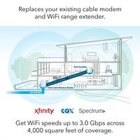 NETGEAR Orbi Built-in-Modem Whole Home Mesh WiFi System with all-in-one cable modem and WiFi router and single satellite extender with speeds up to 2.2 Gbps over 4,000 sq. feet, AC2200 (CBK40)