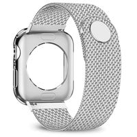 jwacct Compatible for Apple Watch Band with Screen Protector 38mm 40mm 42mm 44mm, Soft TPU Frame Case Cover Bumper Compatible for iwatch Series 1/2/3/4/5 Sliver