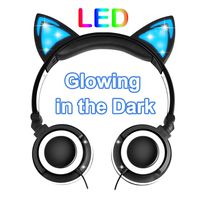 Kids Headphones Glow in The Dark, Cat Ear Headphones with LED 85dB Microphone, Over/On Cat Earphones for Toddlers Girls Boys Earpiece Rechargeable Foldable Headsets, School Supplies for Classroom