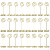 AIEVE Table Card Holders 24 Pack Wire Shape Wedding Place Card Holders Table Number Holders Table Pictures Stand for Place Cards Wedding Party Office Desk Name Memo Menu Clips (Gold)