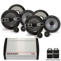 Kicker Speaker Package - KX400.4 400 Watt 4 Channel Amp, and Two Pairs of KSS654 6.5" Component Speakers