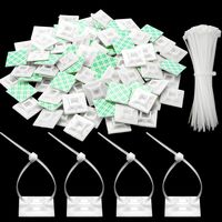 100 Pack Zip Tie Adhesive Mounts Self Adhesive Cable Tie Base Holders with Multi-Purpose Cable Tie (Length 200 mm, Width 2.8 cm, White)
