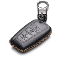 Vitodeco Genuine Leather Remote Key Fob Case Cover Protector with Key Chain for 2019 Toyota Corolla Hatchback, Avalon, Camry, Prius, C-HR (4 Buttons, Black)