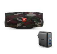 JBL Charge 4 Portable Waterproof Wireless Bluetooth Speaker Bundle with Anker 2-Port Wall Charger - Camouflage