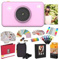 Kodak Mini Shot Instant Camera (Pink) All-in-Bundle + Paper (20 Sheets) + Deluxe Case + Photo Album + 7 Unique Sticker Sets + Markers + Scissors + Border Stickers and So Much More