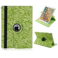 MeiLiio 2018 New iPad 9.7'' Case Leather Cover, Vintage Floral Flowers Pattern Premium PU Leather, Flip Folio Stand Slim Protective Bumper Cover Case for 2017/2018 New iPad 9.7 inch Tablet (Green)