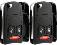 KeylessOption Keyless Entry Remote Control Fob Car Flip Key Shell Case Pad Housing Uncut Blank Ignition Blade (Pack of 2)