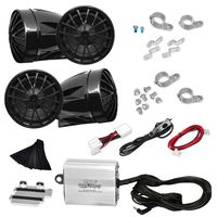 Motorcycle Audio System - 800 Watts Speaker and Amplifier - ATV/Snowmobile Mount - (4) 2.25-Inch Waterproof Speakers, Dual Handlebar Mount Aluminum Die-Cast - Bullet Style Chrome Stainless iPod/MP3 I