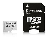 Transcend 64GB microSDXC UHS-I Class 10 U1 Memory Card with Adapter (TS64GUSD300S-A)