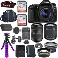 Canon EOS 80D Digital SLR Camera Body (Black) with Built-in Wi-Fi Connectivity + EF-S 18-55mm f/3.5-5.6 is STM Lens + Tamron Auto Focus 70-300mm f/4.0-5.6 Di LD Macro Zoom + 58mm Wide Angle Lens