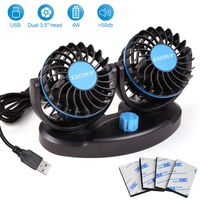 Car Fan With 2 Speeds, Adjustable USB Mini Fan, Table Fan DC 5V Dual Head Rotatable
