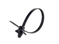 8 Inch UV Black Standard Winged Push Mount Cable Tie - 100 Pack
