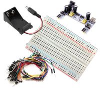 Frentaly® Small 400 Tie Point Prototype PCB Breadboard + K2 Power Supply + 65pcs Jump Cable Wires + 9 Volt Battery Holder