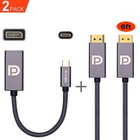 USB C to Displayport Adapter [4K@60Hz], UseBean Thunderbolt 3 to DisplayPort Cable, DisplayPort to DisplayPort Cable 6ft, Compatible for MacBook Pro 2018/2017, Galaxy S10/S9, Dell XPS 13 15 etc