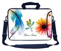 Meffort Inc Custom/Personalized Laptop Bag with Side Pocket & Shoulder Strap for Notebook Ultrabook Chromebook, Customized Your Name (10 Inch, White Flower Leaves)