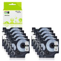 NineLeaf 10 PK Labeling Tape Black Print on White Tape Replacement Compatible for Dymo (45013) D1 Label Cassette 1/2" x 23' Label Writer 400 450